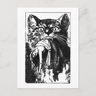 Woman Eating Cat Postcard
