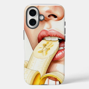 woman eating paled banana iPhone 16 case