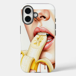 woman eating paled banana iPhone 16 case