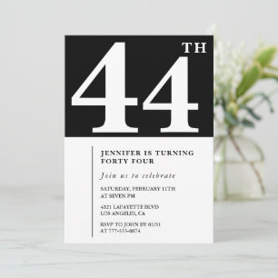 Woman Elegant 44th birthday invitation Chic Simple