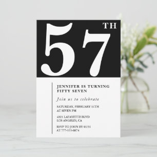 Woman Elegant 57th birthday invitation Chic Simple