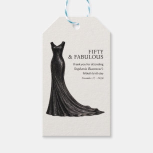 Woman Elegant Fabulous Black Dress 50th Birthday Gift Tags