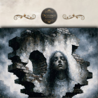 Woman Emerging from Brick Wall Decoupage Tissue Paper