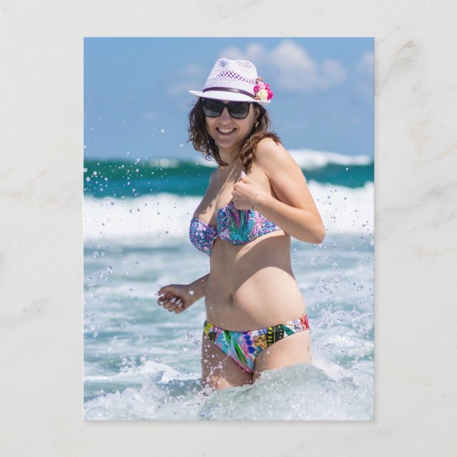 Woman Enjoying A Day At The Beach Holiday Postcard (Front)