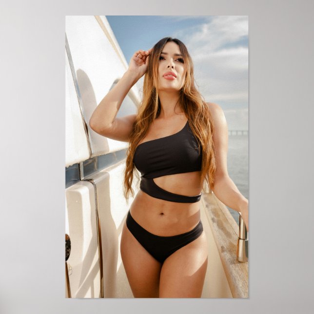 Woman Enjoying A Sunny Day On A Yacht Poster (Front)