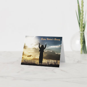 Woman enjoying nature Note Card