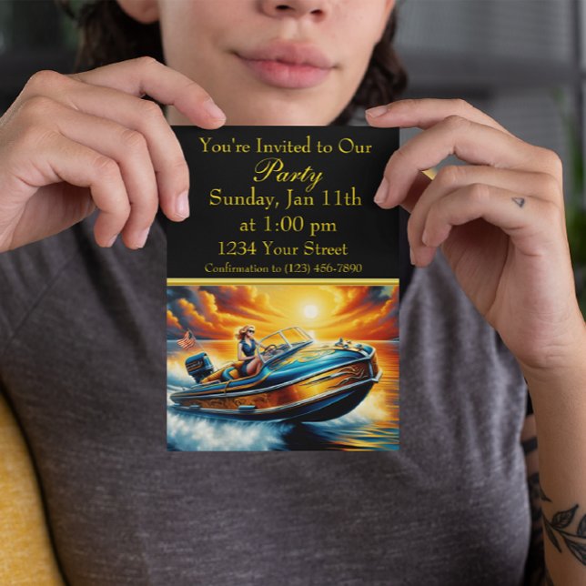  Woman Enjoying Ocean Breeze PARTY Invitation (Creator Uploaded)