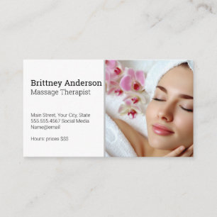 Woman Enjoying Spa Flower Petals Business Card