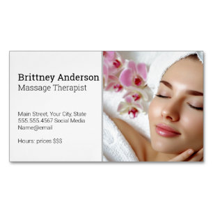 Woman Enjoying Spa Flower Petals Magnetic Business Card