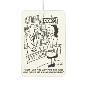 Woman enquires at a Bookshop Car Air Freshener