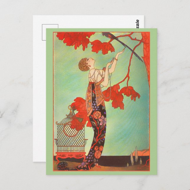 Woman Exotic Vintage Painting Postcard (Front/Back)