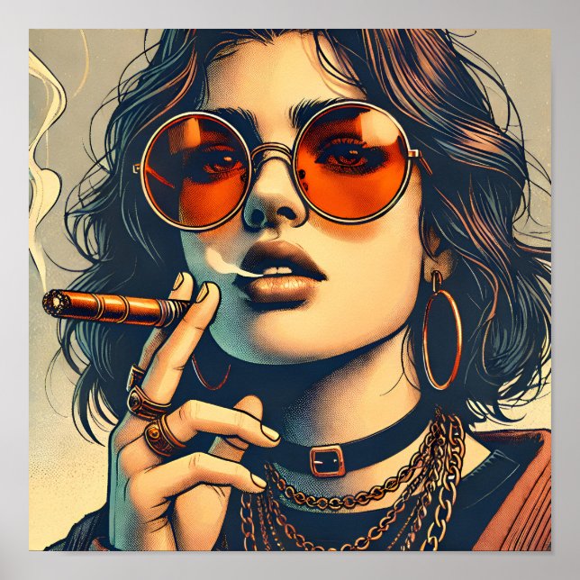 Woman Exuding A Rebellious & Cool Attitude Poster (Front)