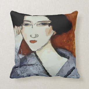 Woman Face Abstract Cushion