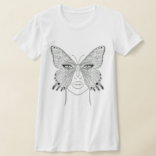 Woman face Art t-shirt design, butterfly face art