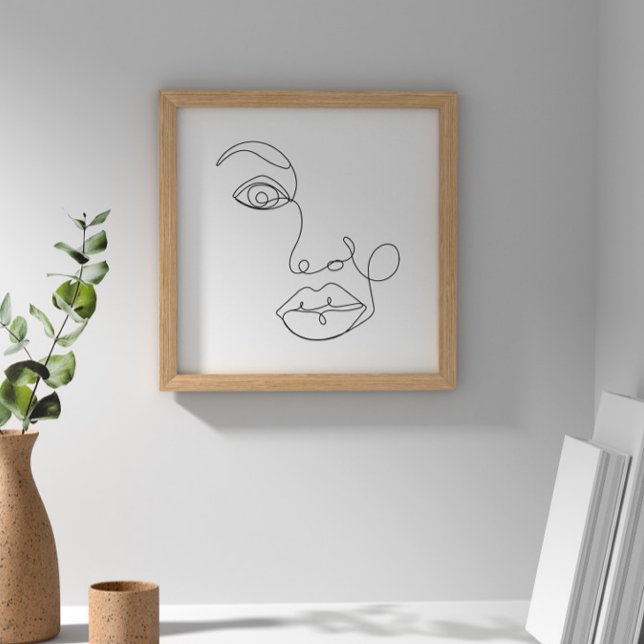 Woman Face Line Art Black and White Poster (Creator Uploaded)