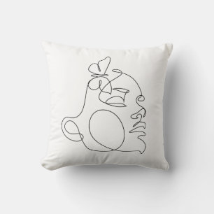 Woman Face Line Art Cushion