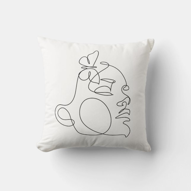 Woman Face Line Art Cushion (Front)