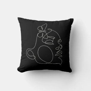 Woman Face Line Art Cushion