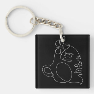 Woman Face Line Art Key Ring