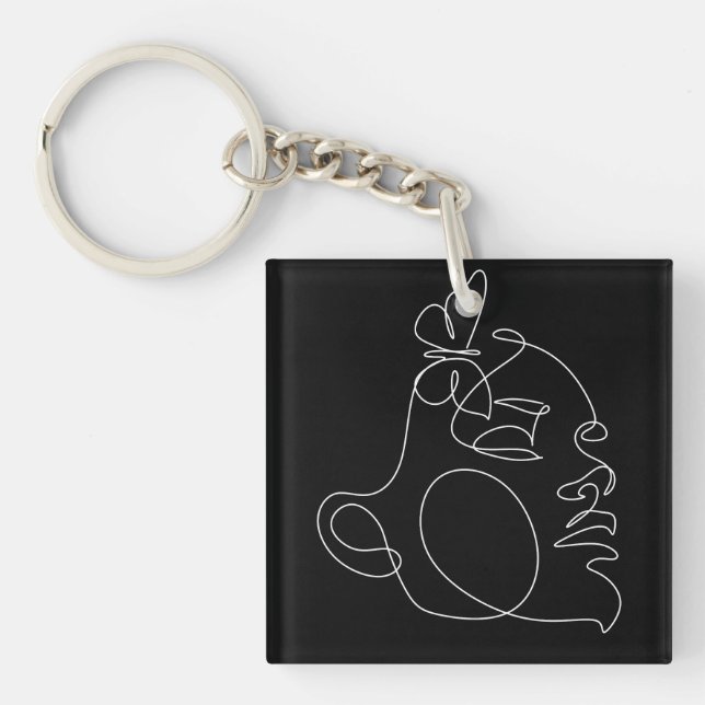 Woman Face Line Art Key Ring (Front)