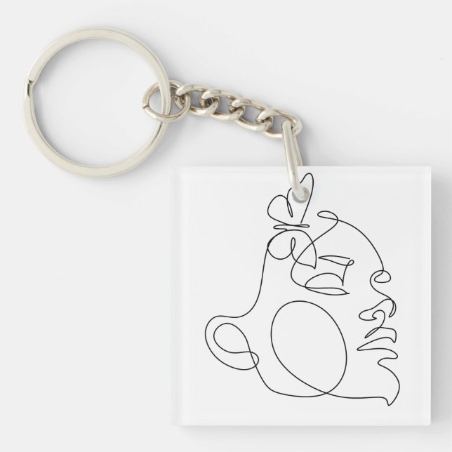 Woman Face Line Art Key Ring (Front)