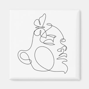 Woman Face Line Art Magnet