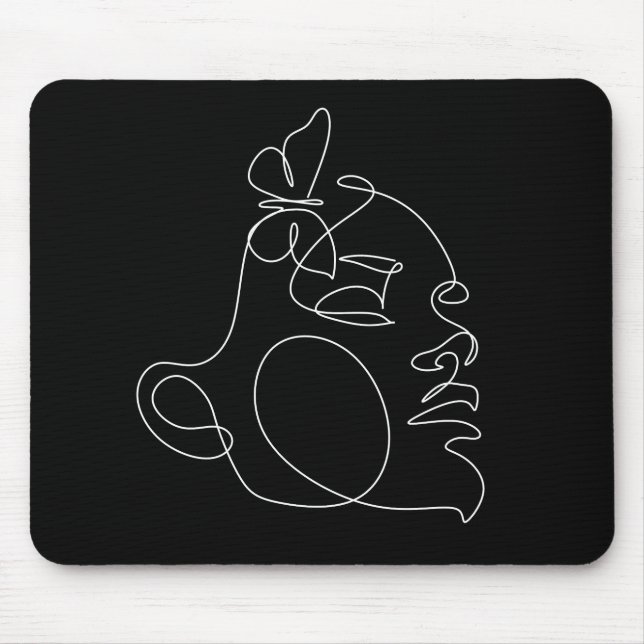 Woman Face Line Art Mouse Pad (Front)