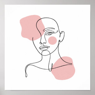 Woman Face Line Art Poster