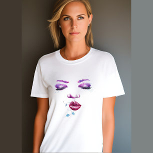Woman Face Portrait Pout Colourful Makeup T-Shirt