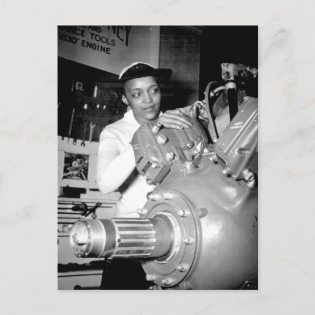 Woman Factory Worker with Aircraft Engine Postcard (Front)