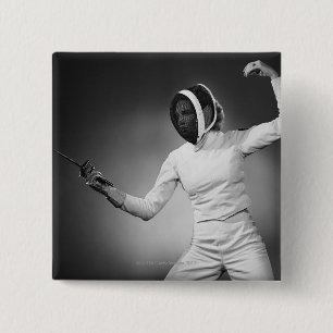 Woman Fencing 15 Cm Square Badge