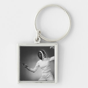 Woman Fencing Key Ring