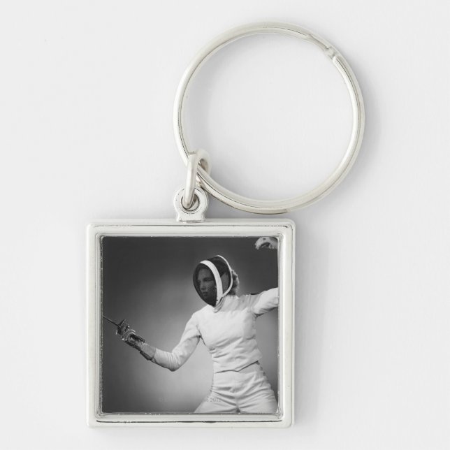 Woman Fencing Key Ring (Front)