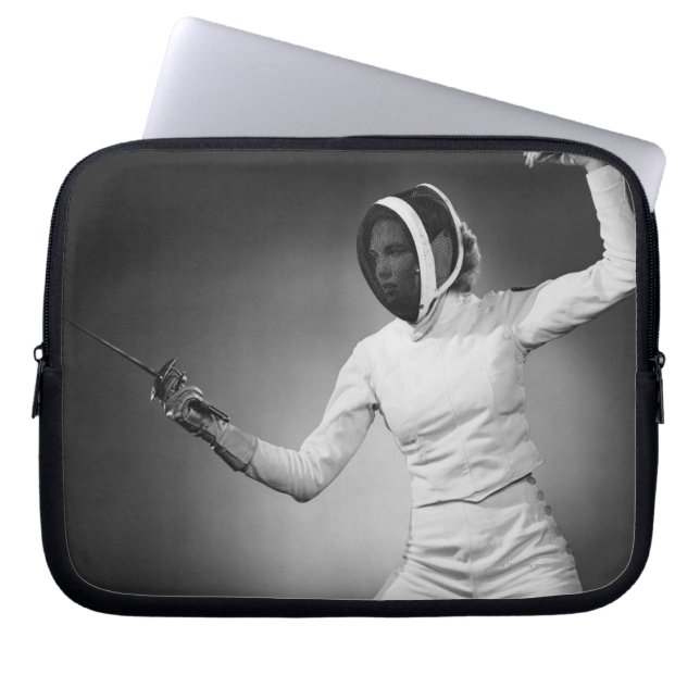 Woman Fencing Laptop Sleeve (Front)
