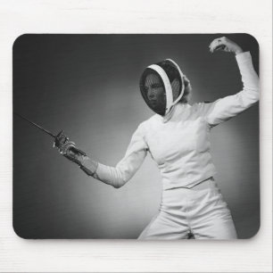 Woman Fencing Mouse Pad