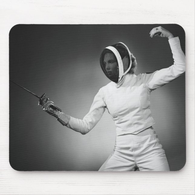 Woman Fencing Mouse Pad (Front)