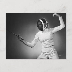 Woman Fencing Postcard