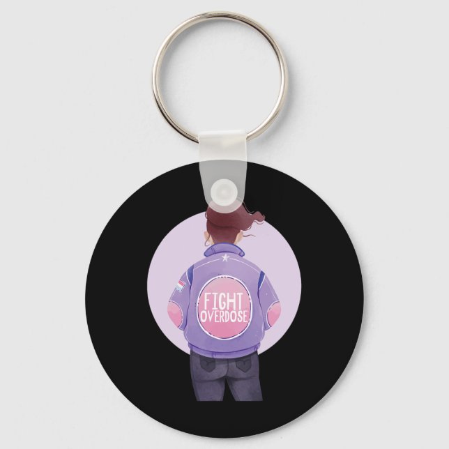 Woman Fight Overdose Purple Ribbon Overdose Awaren Key Ring (Front)