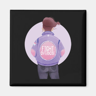 woman fight overdose Purple Ribbon Overdose Awaren Magnet