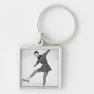 Woman Figure Skating Key Ring