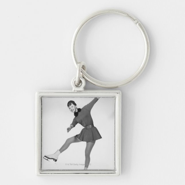 Woman Figure Skating Key Ring (Front)
