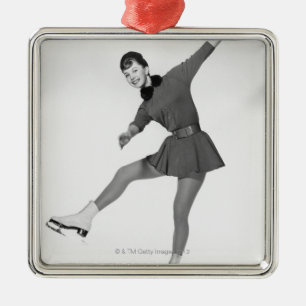 Woman Figure Skating Metal Tree Decoration
