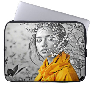 Woman Floral Art Print Laptop Sleeve