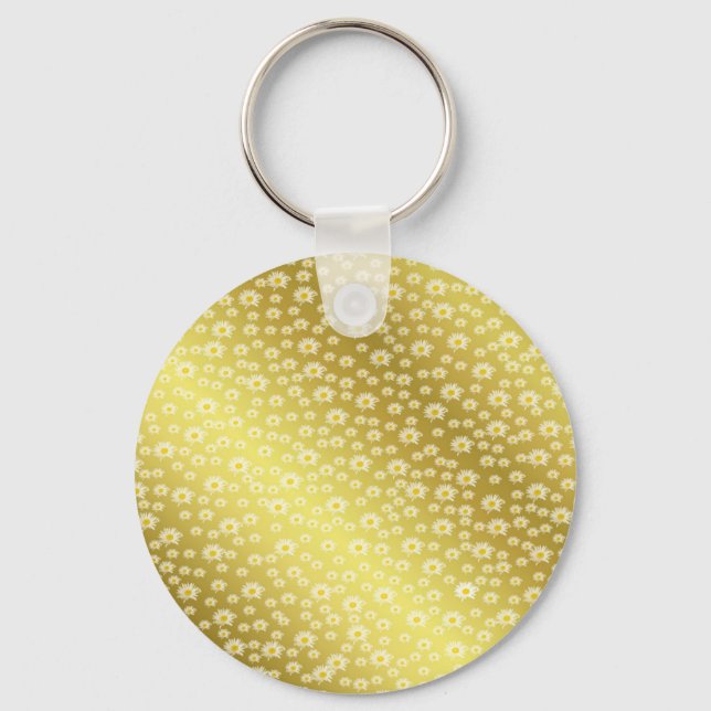 woman, floral + pattern, summer + blossoms, yellow key ring (Front)