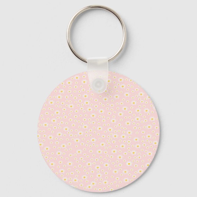 woman, floral + pattern, summer + blossoms, yellow key ring (Front)