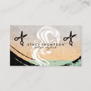 Woman Flowing Hair Scissors Business Card