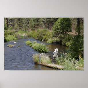 Woman Fly Fishing on the Metolius River, Oregon Poster