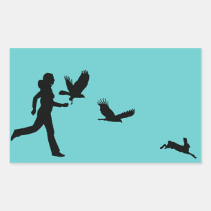 Woman Flying Harris Hawks Rectangular Sticker