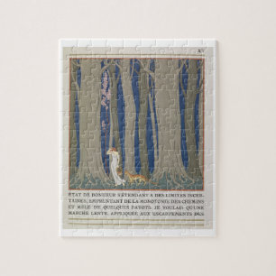 Woman followed by a Leopard, illustration from 'Le Jigsaw Puzzle