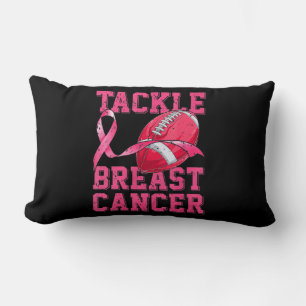 Woman Football Tackle Breast Cancer Awareness Pink Lumbar Cushion